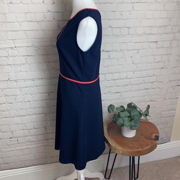 THML Nanette Texture Knit Fit & Flare Navy Dress - Picture 8 of 14